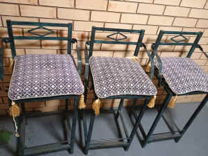 Metal bar stools with cushions x3