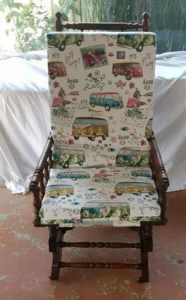 Lovely re-upholstered AntiqueAmerican rocking chair-Deliver AVAIL.