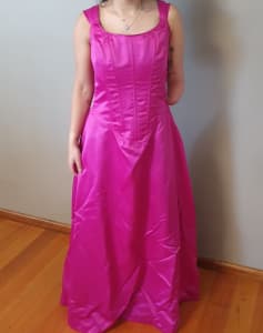 Custom made, Cerise Duchess Satin ball gown