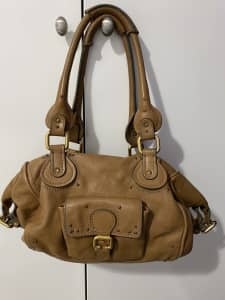 Authentic Chloe Paddington Leather Handbag in TAN