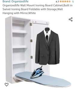 Wall mount ironing board cupboard with mirror door brand new in box