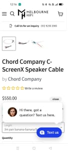 chord company C-ScrenX speaker cables 3m