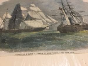 Antique Hand Coloured Sail Boat Prints circa 1860 -Over 100 years old