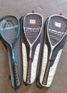 Squash Racquets x3 (Wilson Triad Hammer 130 x2, Head Power 180)