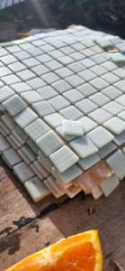 Retro Mosaic Pool Milk Mint green /blue tiles