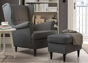 IKEA Winged Armchair and foot stool Strandmon