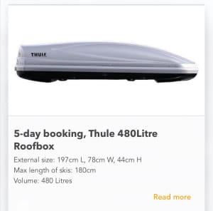 XL Thule Roofbox Hire Sydney $10/day