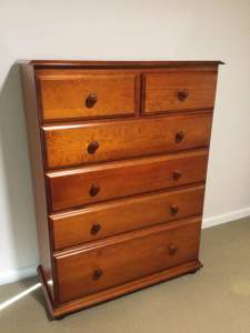 Large chest of drawers, 2 x bedside tables & QS bedhead