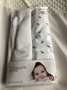 New Two Only from Pack of 3 Flannelette Wraps, Cotton