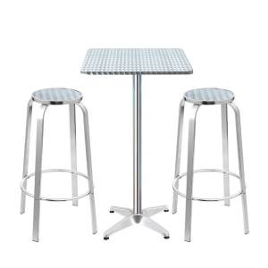 Gardeon 3-Piece Outdoor Bar Set Bistro Table Stools Adjustable Square
