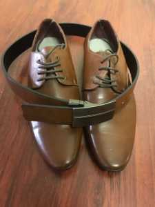 mens tan dress shoes and matching belt-size AU 8/US 9 Worn ONCE!