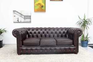 FREE DELIVERY-Genuine Leather CHESTERFIELD 3 Seater SOFA