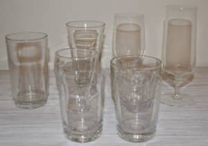 Assorted Drinking Glasses - Set of 8 - EUC