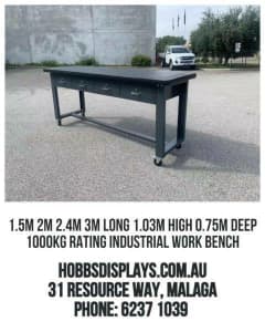 1000KG INDUSTRIAL MOBILE WORKBENCH 1.5M 2.1M 2.4M 3M FROM $1008