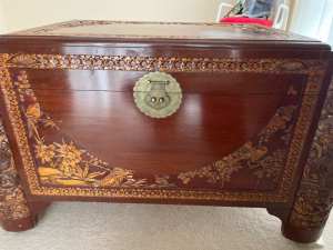 Chinese antique camphor wood solid timber chest