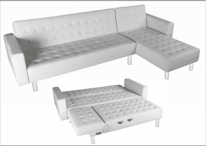 Italian Design White leather PU Sofa Bed With Chaise like new