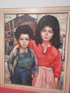 vintage print children sister brother ruth retro family approx 60x50