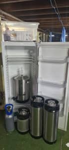 Complete home brew kit with fermenting/keg fridge.