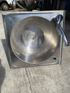 Stainless steel sink square outside round sink with tap