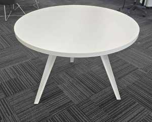 Round white dining table