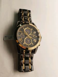 Seiko Solar Chronograph Black Gold Sapphire Men's Watch #410296