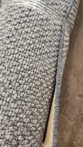 new Large Overlocked Carpet Rug Wool Textured modern 366 x 400cm grey