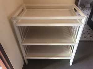 Baby change table white timber