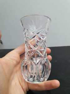 Clear cut glass vase 
