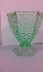 Antique Art Deco Depression Green Green Vase.1930s