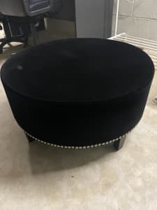 Round Suede Covered Ottoman