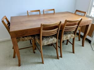 Mid-century dining table with 6 chairs