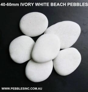 30-50/40-60 mm IVORY WHITE BEACH GARDEN PEBBLES and STONES  WHOLESALE