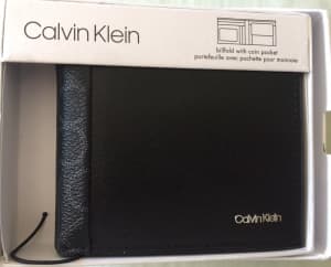 CALVIN KLEIN wallet bill fold with coin pocket black color