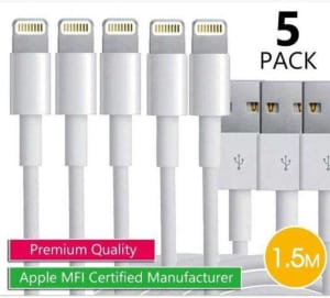 Cables Charge. (x5) FIVE Pcs White1.2M Apple iPhone X 8 7 6 iPad