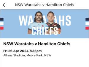 NSW Waratahs vs Chiefs (x6)
