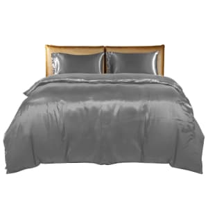 DreamZ Silky Satin Quilt Cover Set Bedspread Pillowcases Summer Q...
