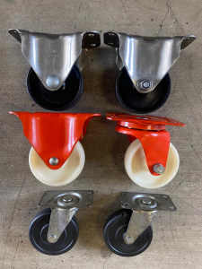 New Castor Wheels, Orange Heavy Duty and Stainless Steel - as pictured