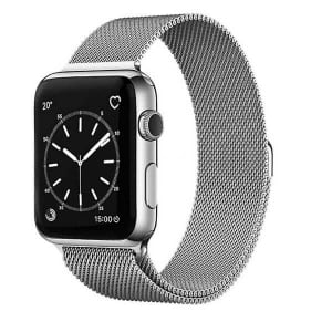 silver Apple watch milanese band