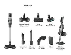 Samsung Jet 90 Pro Stick Vacuum & Clean Station (Silver) & Extras