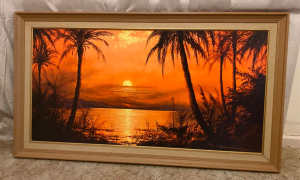 Vintage Sunset Framed Print