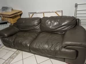 Genuine Brown Leather Couch