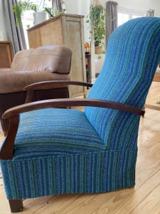 Armchair retro vintage timber armrests