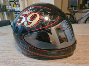 Absolutely as new SHOEI motorbike helmet with transition chrome shield