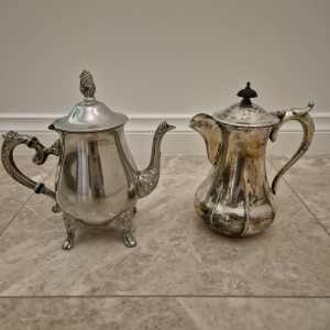 2 x Antique Teapots Plated Silver