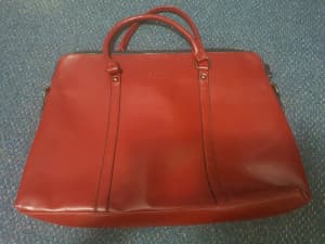 Brand new leather business bag red