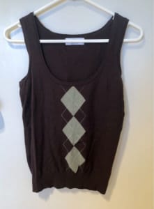 Authentic Portman’s Brown with Triangle Centreline Print Knit Vest
