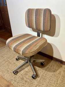 70s striped orange black brown fabric swivel adjust ht office chair