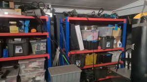 Workshop storage shelves cash only