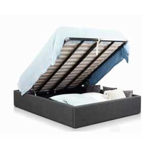 Gas Lift Queen Storage Bed - Charcoal Grey Base As New RRP$999