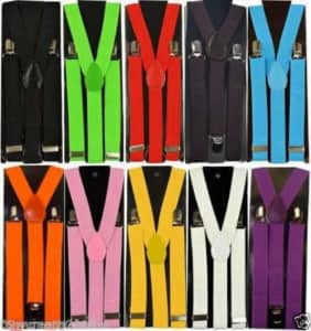 Adjustable Pants Suspenders Braces Elastic 2CM WIDTH 10 colors